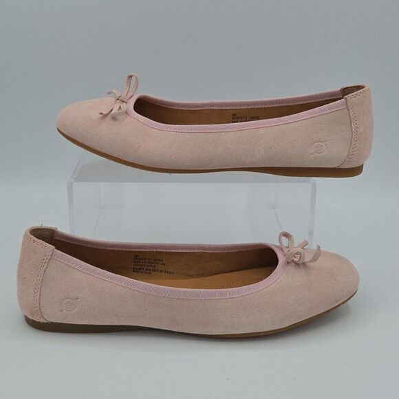 Women's Born Ballet Flats Loafers Pink Leather Suede Bow 9M Slip-ons C8UH20 - Picture 1 of 8